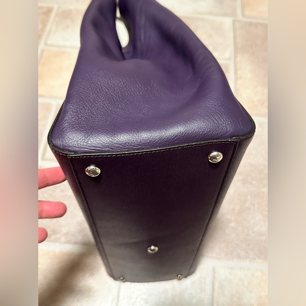 Fendi 2 Jours Plum Large Leather Tote Bag - Picture 11 of 17